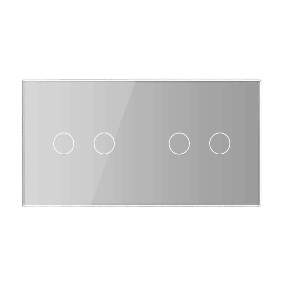 Cadre en verre 2-en-1 pour interrupteurs tactiles – LIVOLO VL-C7-C2-C2-15 (Gris)
