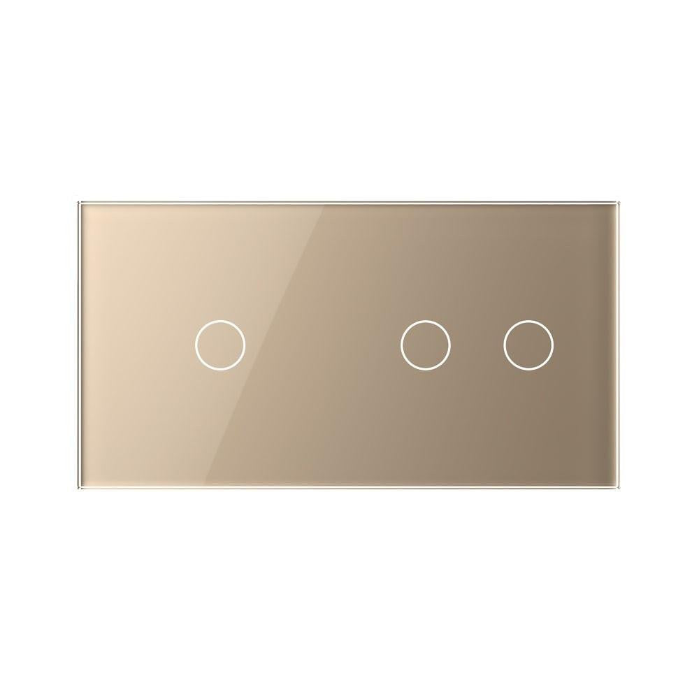Cadre LIVOLO 2 buttons - Cadre en verre doré pour interrupteur tactile et module