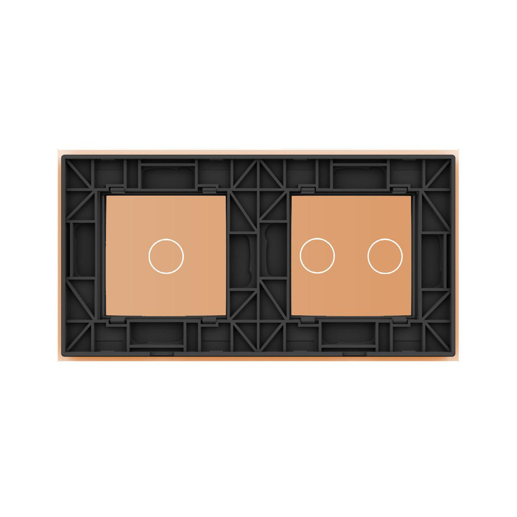 Cadre LIVOLO 2 buttons - Cadre en verre doré pour interrupteur tactile et module