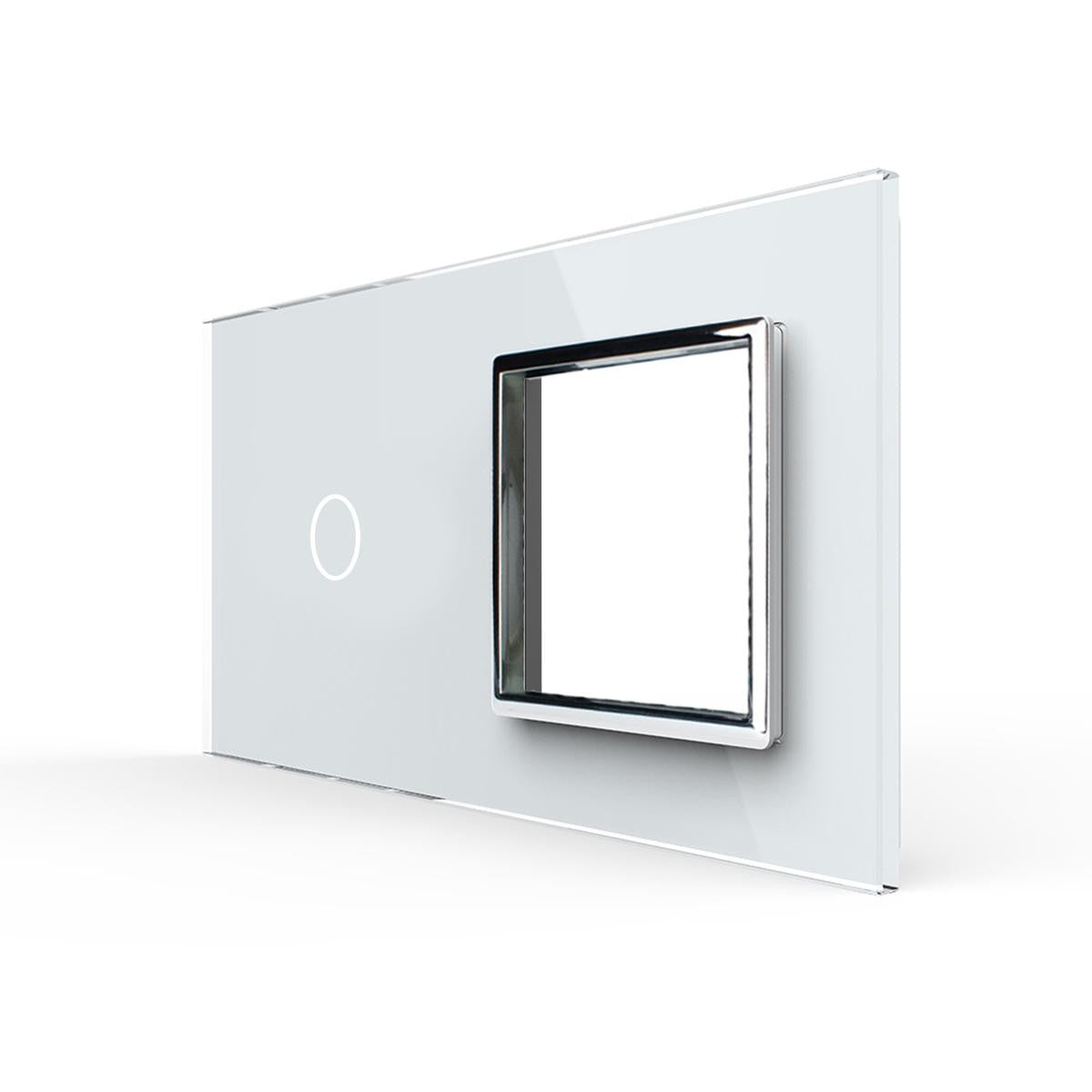 LIVOLO - Plaque 1 Bouton + 1 Prise en Verre Trempé pour Interrupteur Tactile Simple (Réf. C7-C1/SR-11)