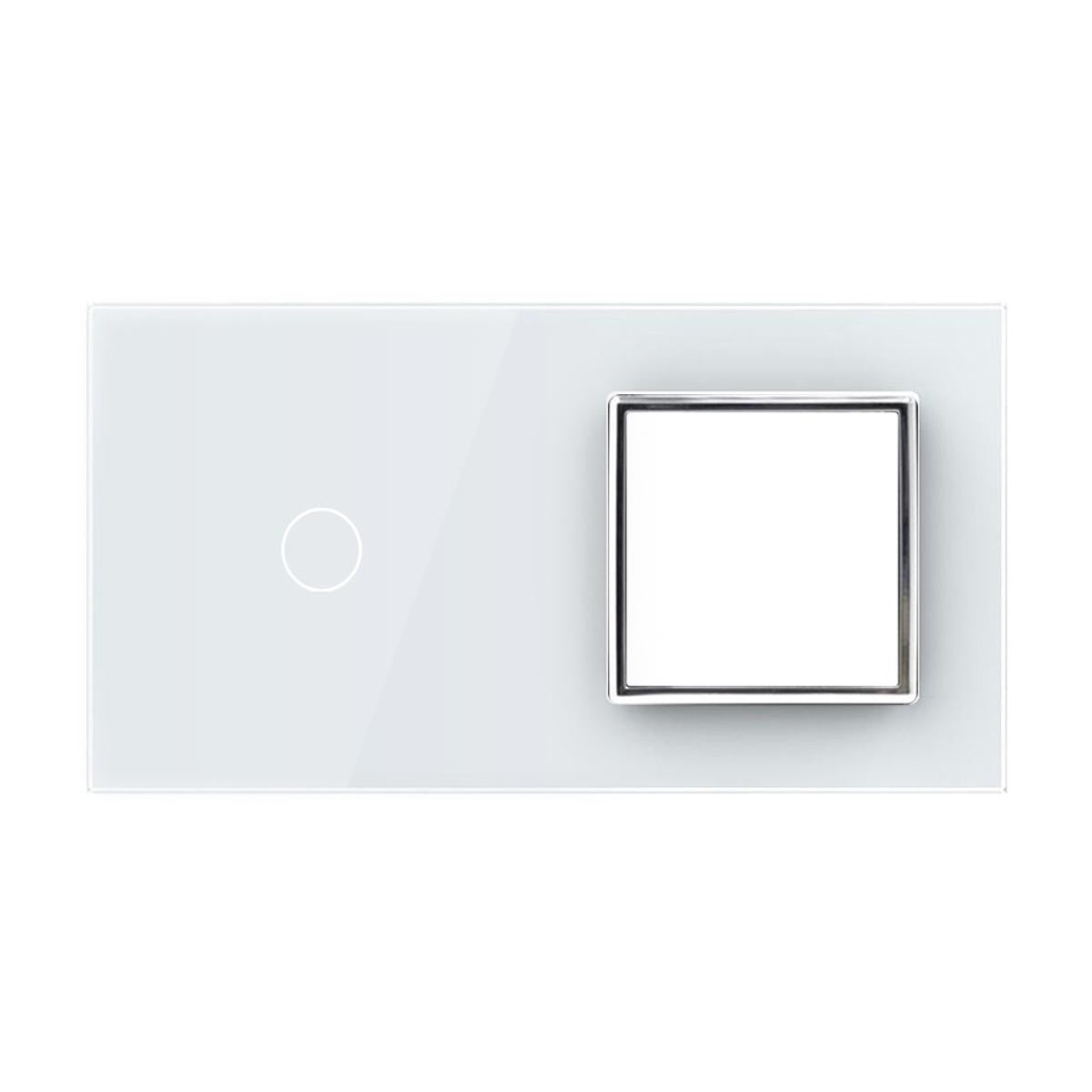 LIVOLO - Plaque 1 Bouton + 1 Prise en Verre Trempé pour Interrupteur Tactile Simple (Réf. C7-C1/SR-11)