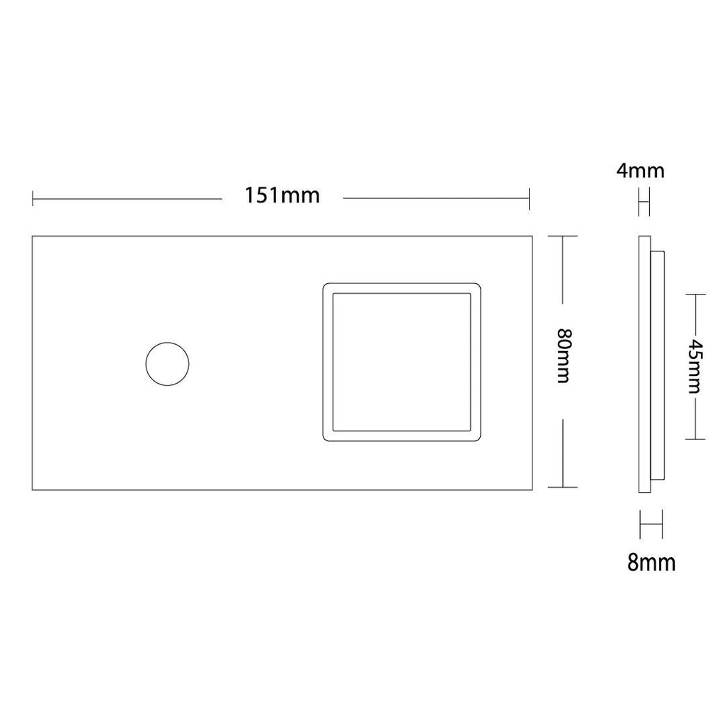 LIVOLO - Plaque 1 Bouton + 1 Prise en Verre Trempé pour Interrupteur Tactile Simple (Réf. C7-C1/SR-11)