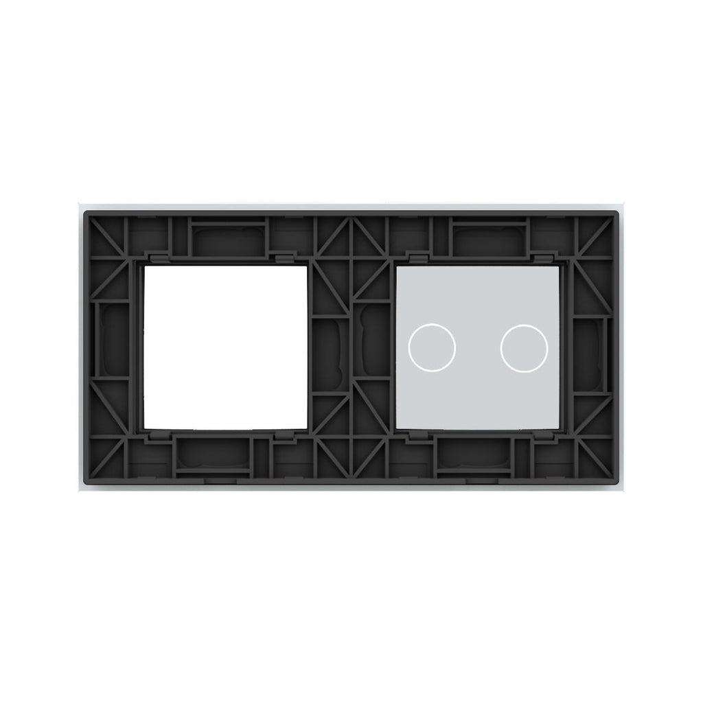 Plaque 2 Boutons et 1 Prise Livolo – Finition Blanc C7-C2/SR-11