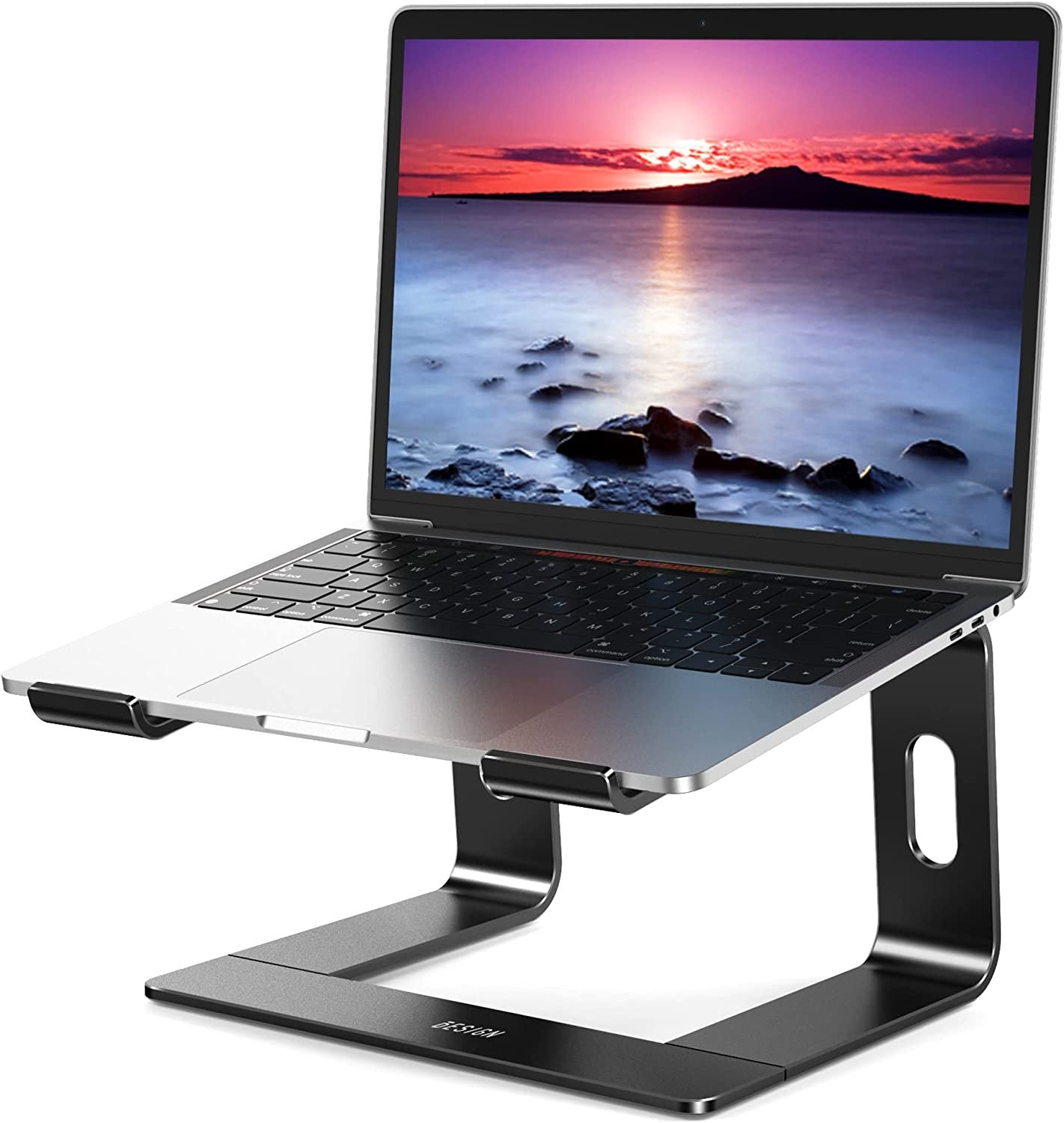 Plugin Support Portable pour Ordinateur Portable en Aluminium – Ventilé & Pliable (10"–15,8") • Noir