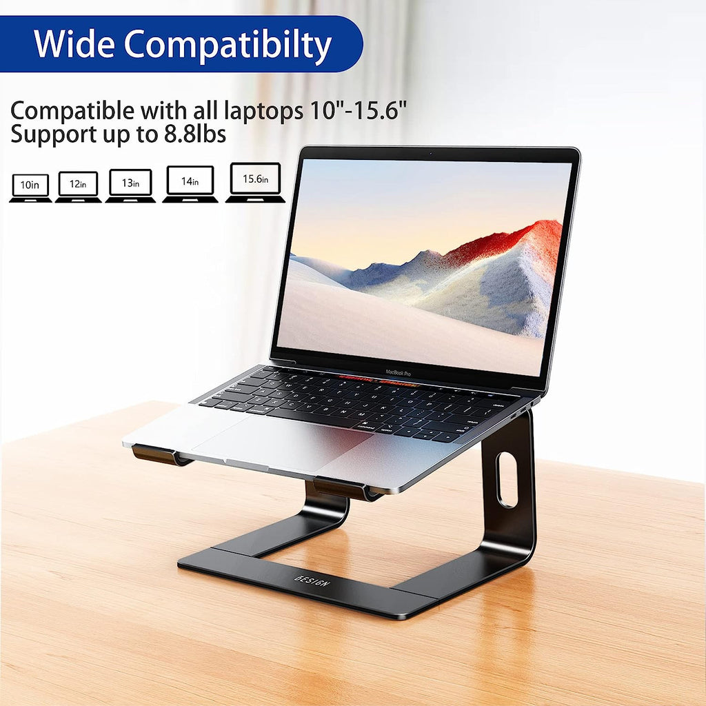 Plugin Support Portable pour Ordinateur Portable en Aluminium – Ventilé & Pliable (10"–15,8") • Noir