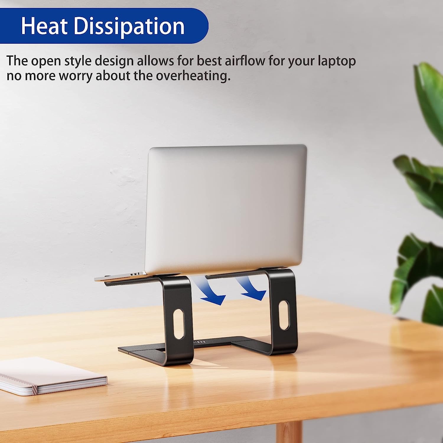 Plugin Support Portable pour Ordinateur Portable en Aluminium – Ventilé & Pliable (10"–15,8") • Noir